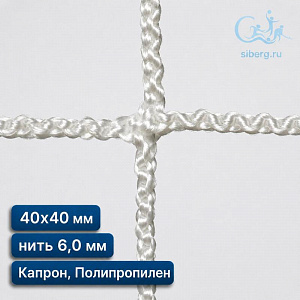 Защитная сетка на окна спортзала 40х40 мм нить 6,0 мм капрон, полипропилен